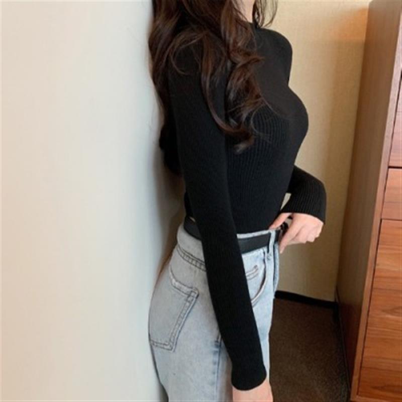Áo sweater Dệt Kim Mỏng Cổ Cao Ôm Dáng Thời Trang Hàn Quốc 2022 Cho Nữ