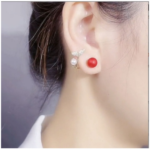 Bông Tai Khuyên Tai Nữ Phối Đá Kết Phối Ngọc Nhân Tạo Mạ 925