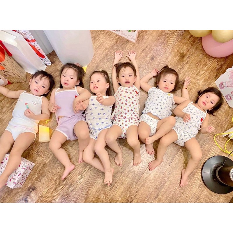 [INBOX CHỌN MẪU] Bộ hotga 2 dây, bộ thun, chất mát, đồ bộ sơ sinh bé gái(size 3-12kg)