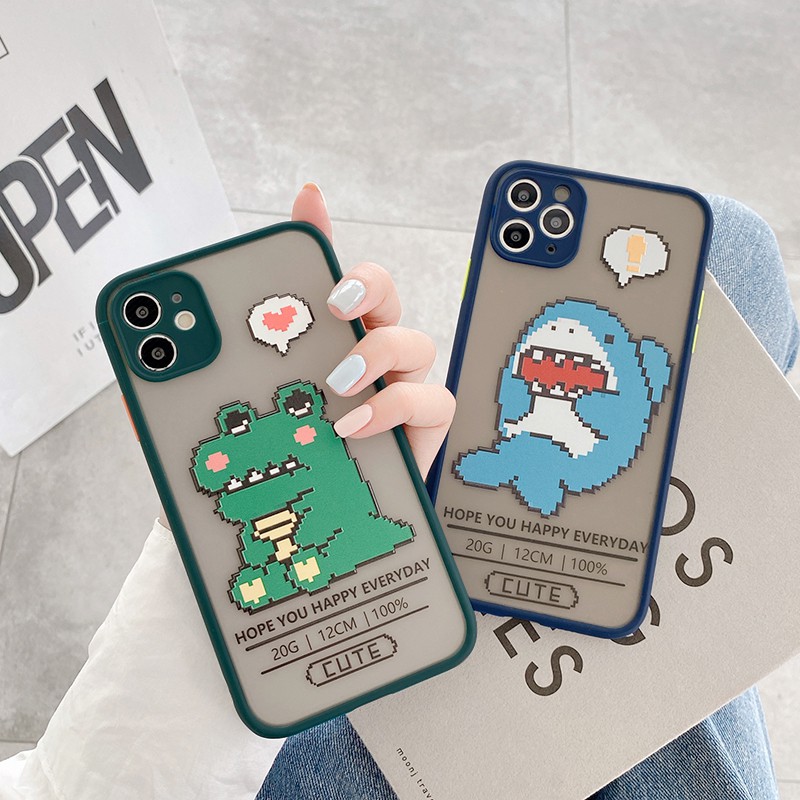 Ốp lưng iphone Big Fish nhám viền nổi cong 5/5s/6/6plus/6s/6splus/7/7plus/8/8plus/x/xr/xs/11/12/pro/max/plus/promax | BigBuy360 - bigbuy360.vn