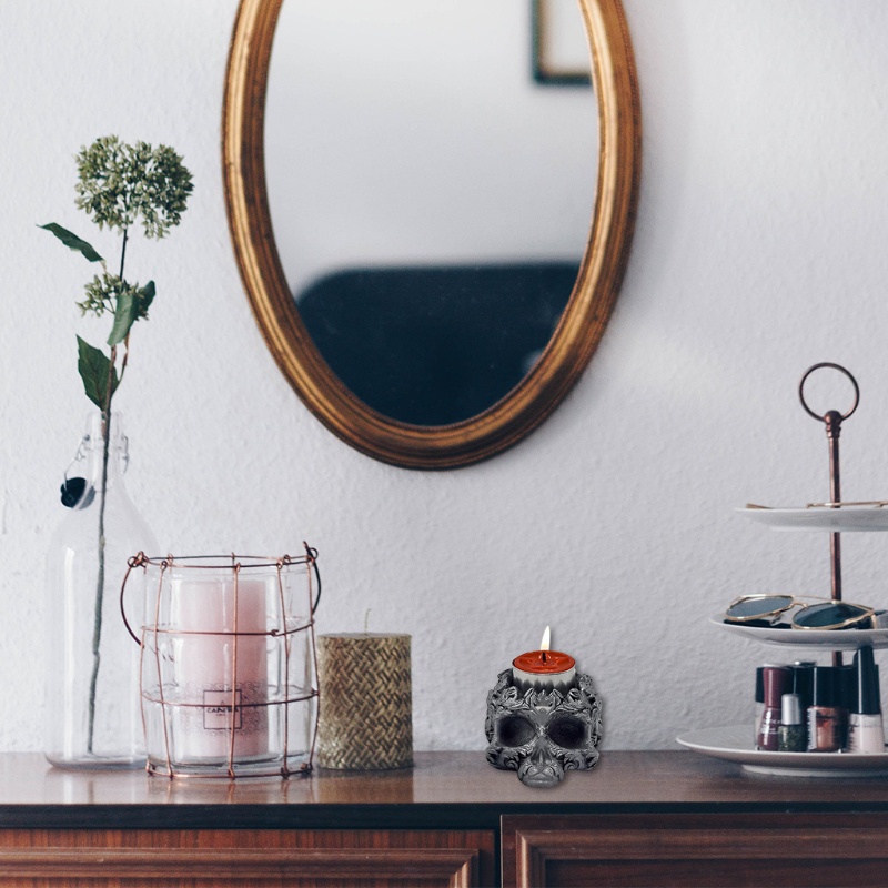 Khuôn Silicone Làm Giá Đỡ Nến Hình Đầu Lâu 3D Độc Đáo Trang Trí Nhà Cửa DIY