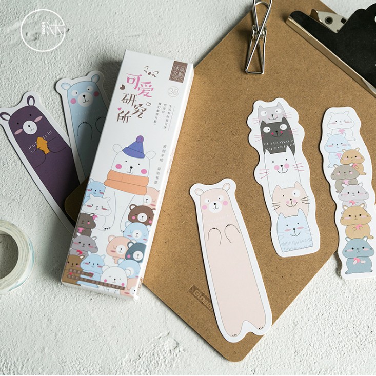 Bộ 30 Đánh Dấu Sách Bookmark Thú Cưng Siêu Cute