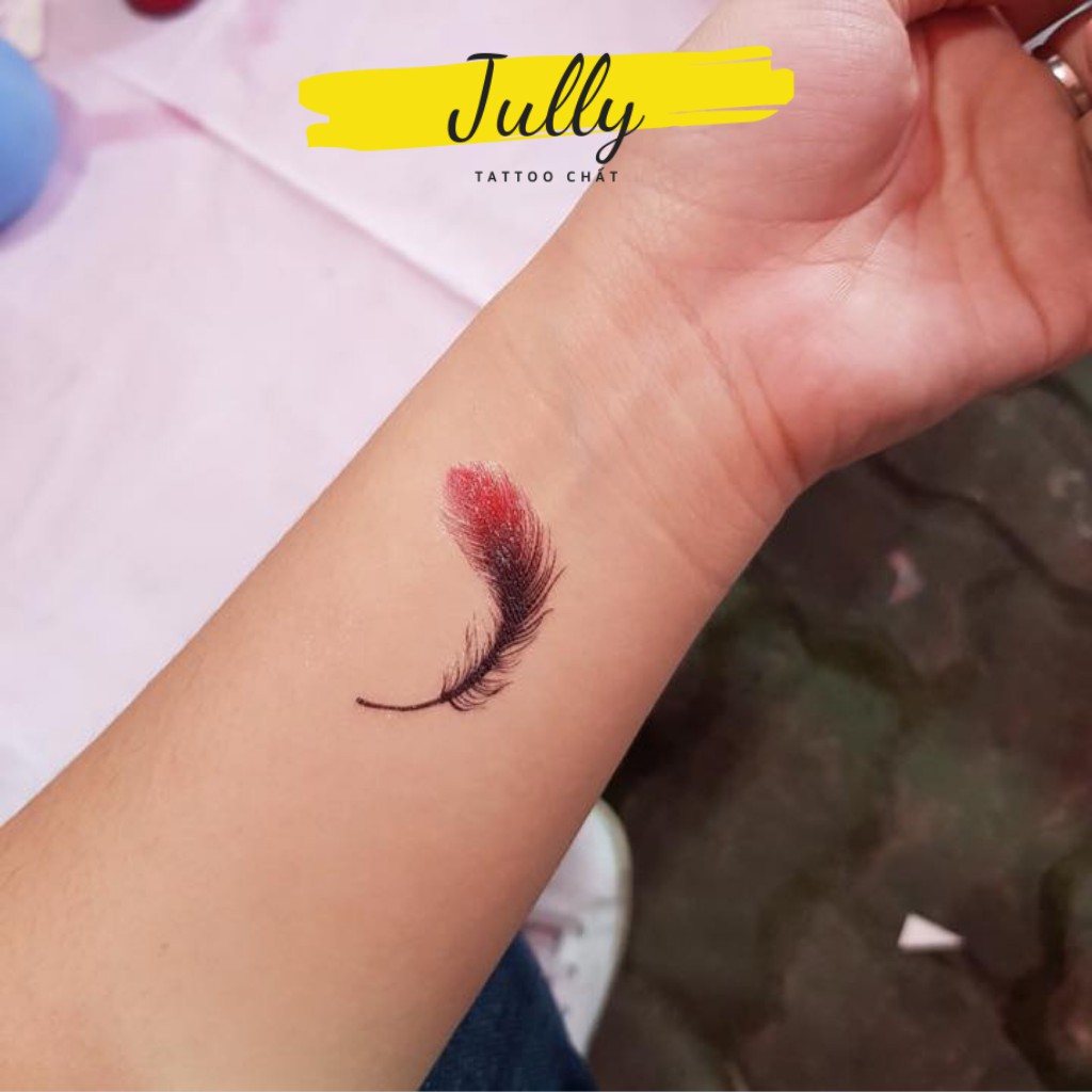 Hình xăm dán lông vũ mini JULLY Tattoo chất, xăm tạm thời cho cả nam và nữ, tặng kèm 1 miếng tẩy xăm cho đơn từ 20k