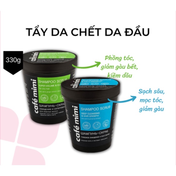 Tẩy Da Chết Da Đầu Cafe Mimi 330g_Hút Dầu Chống Bết Suốt 3 Ngày