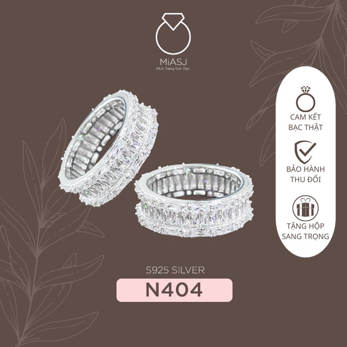 Nhẫn Bạc Ý Italy S925 xi bạch kim 18K Full đá xoàng cao cấp N404 | Mi.A Trang sức bạc MiASJ
