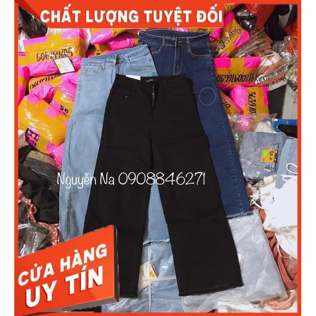 [hình thật] Quần Jeans ống xuông CẠP CAO TRÊN RỐN