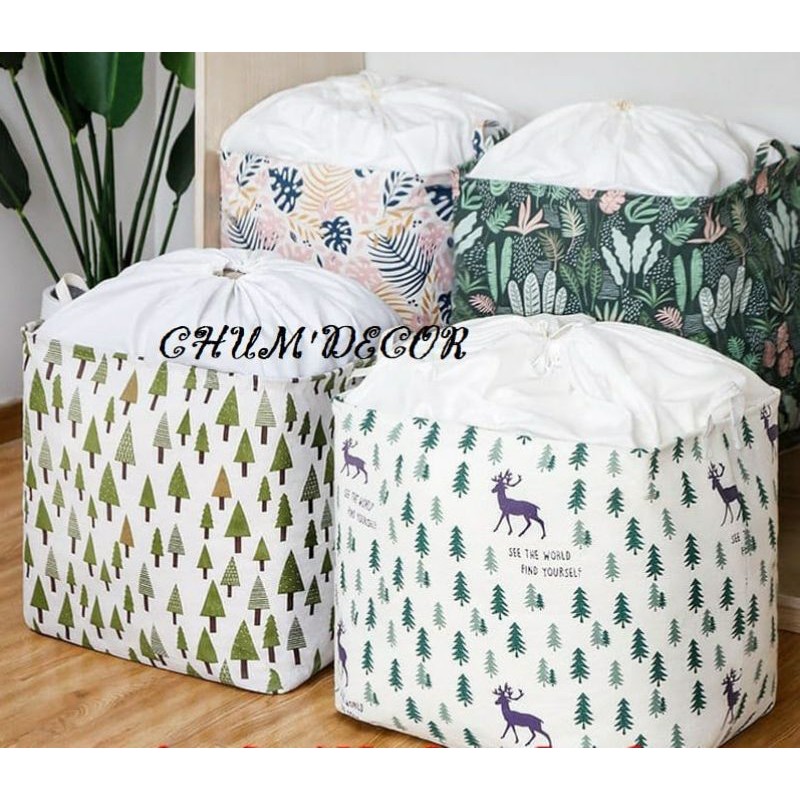 (được chọn mẫu) Giỏ đựng quần áo, chăn màn vải linen cao cấp 100l