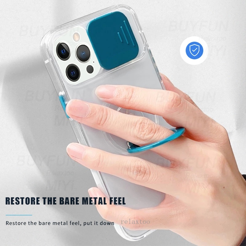 Ốp Điện Thoại Silicone Mềm Trong Suốt Có Nắp Trượt Bảo Vệ Camera Cho IPhone 14 Pro Max 14Pro 14Plus iphone14 Plus Pro Max