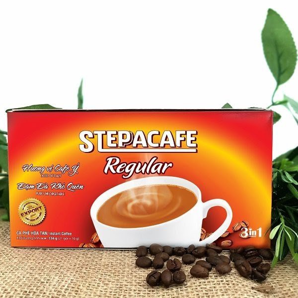 cà phê nguyên chất đậm đà / hộp 21 gói - Cà phê hoà tan 3 in1 không pha trộn đậu nành Stepacafe Regular