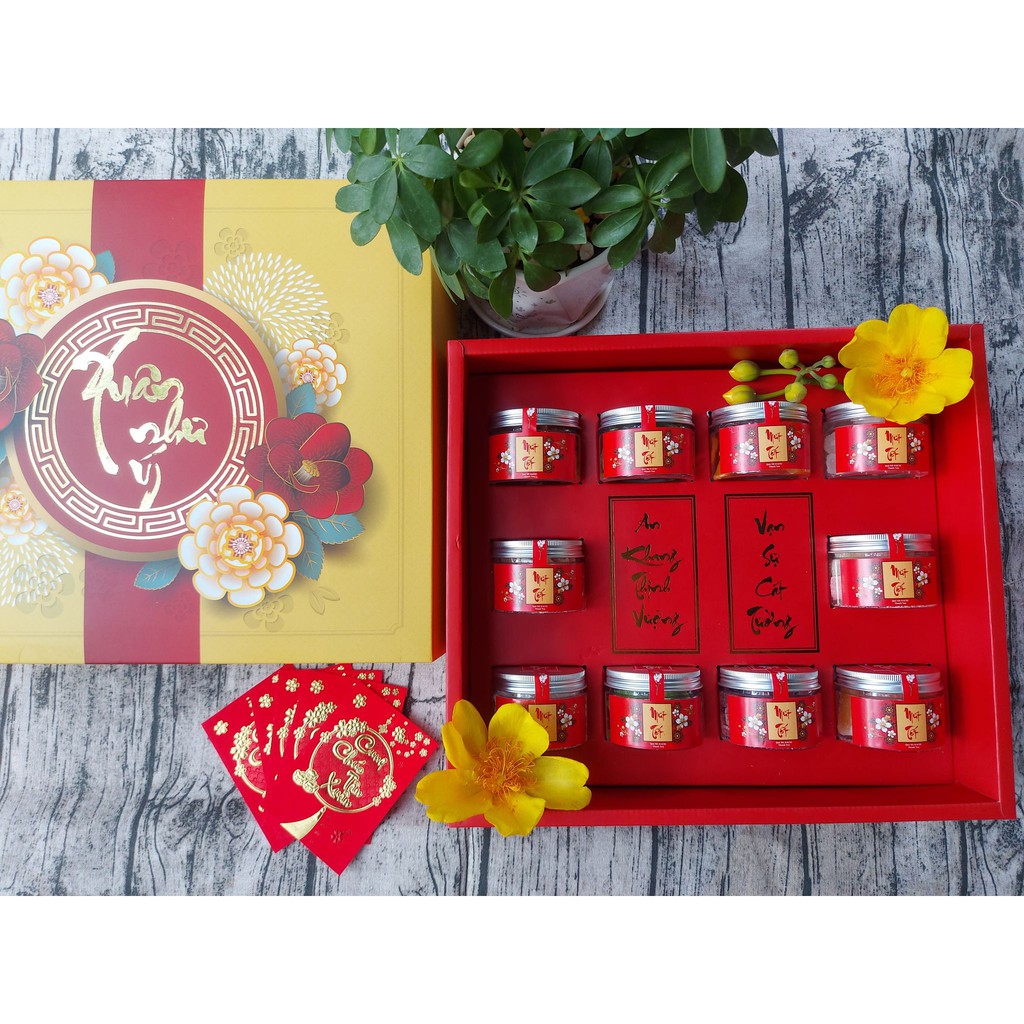 [Quà tết] Hộp mứt Tết, Hộp quà Tết +Túi