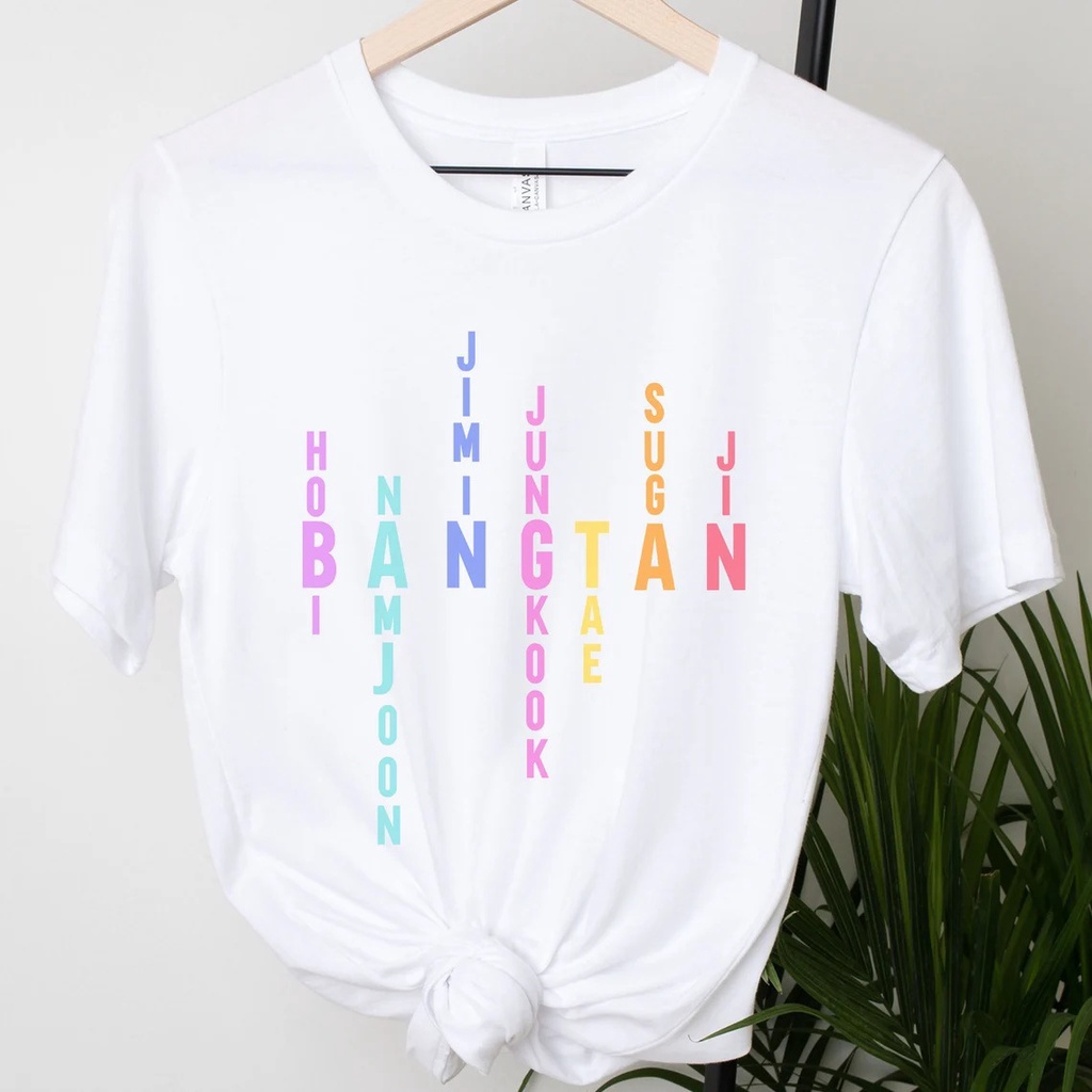 Áo Thun CottonCổ Tròn In Chữ BTS JIMIN JUNGKOOK JIN TAE SUGA HOBI NAMJOON BANGTAN  Phong Cách Hàn Quốc Cho Nam Và Nữ