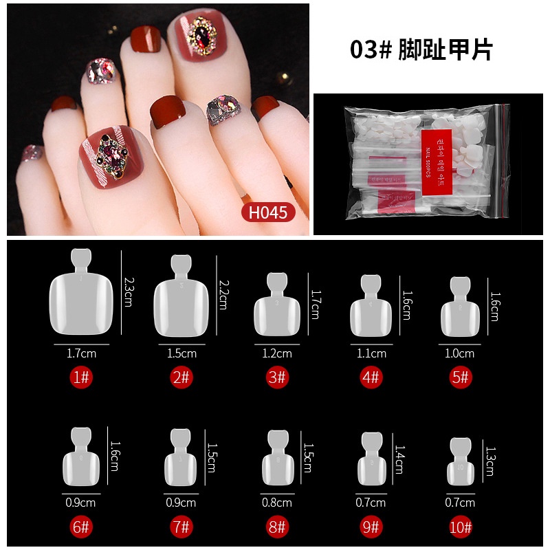 Bộ 500 Móng Tay Giả Che Phủ Toàn Diện Bằng Acrylic / Trắng Trong Suốt 10 Kích Cỡ Khác Nhau