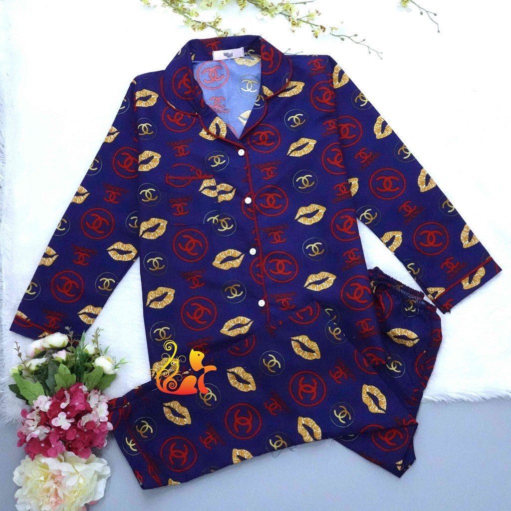 Đồ Bộ Mặc Nhà "Chan leo - Lips" Pijama Kate Thái Tay Dài - Dưới 60kg.