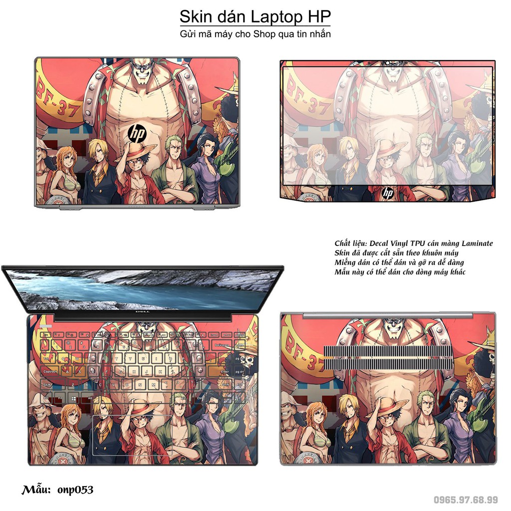 Skin dán Laptop HP in hình Vua hải tặc (inbox mã máy cho Shop)