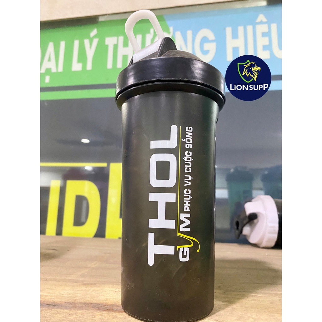 Bình lắc lò xo THOL, Shaker thể thao, tập gym 600ml có vạch chia