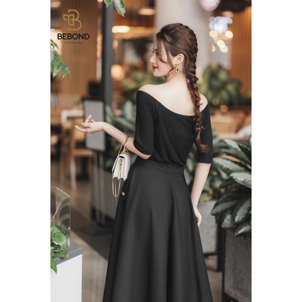 Áo Cotton Lụa Cao Cấp Thiết Kế BEBOND Trễ Vai Chất Liệu Cotton Lụa Co Giãn 4 Chiều BBA12 Quyến Rũ Nét Đẹp Nữ Tính