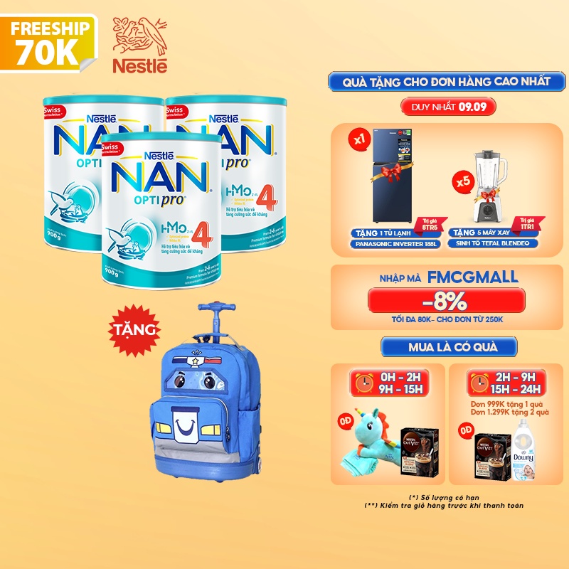 Combo 3 Lon Sữa Bột Nestle NAN Optipro 4 900gr/lon