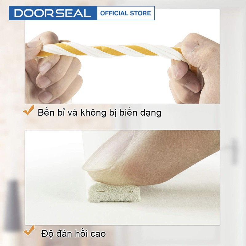 Ron Chữ D Dày 6mm Dán Khung Cửa Gỗ Tự Dính Cách Âm, Ngăn Bụi, Giảm Chấn Cuộn 6m - DOORSEAL™ (Vietnam)