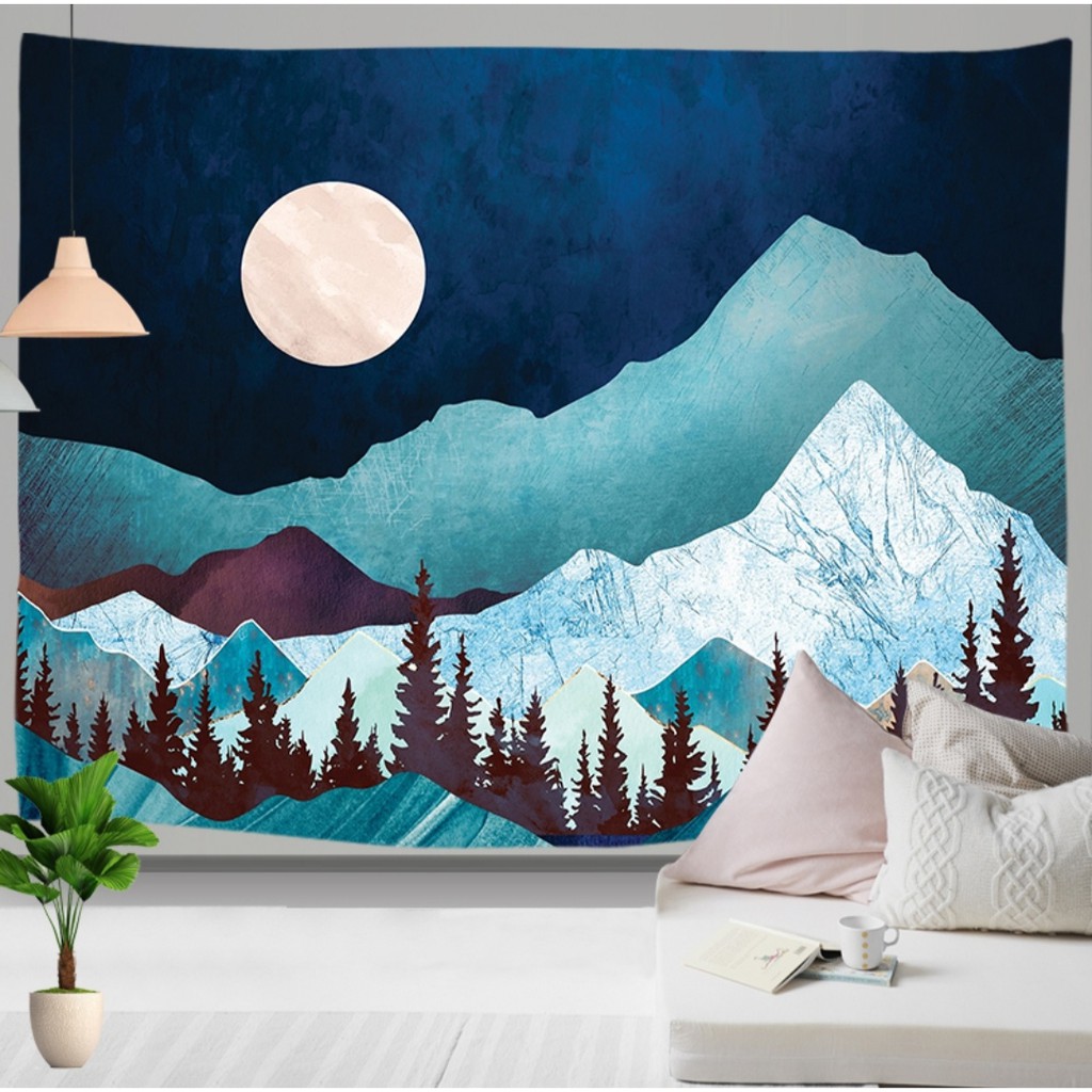 Thảm treo tường/ Vải treo tường decor đa phong cách/Tapestry hanging cloth/ Wall Tapestry (150x130cm, tặng móc treo)