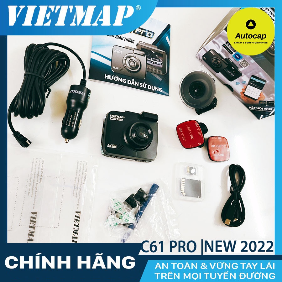 Camera hành trình VIETMAP C61 Pro (bản 2022) cho xe ô tô kèm thẻ nhớ 32G, 64G Tặng ngay phần quà trị giá 200k