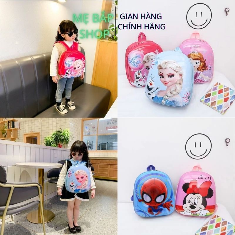 balo trẻ em đi học mẫu giáo mầm non, balo trứng chống nước cho bé trai bé gái siêu nhân công chúa Elsa Micky 2022 - Hàng