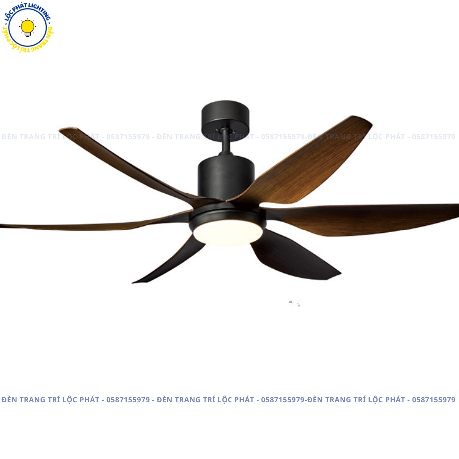 Quạt trần, quạt trần đèn 6 cánh Lộc Phát 6 cấp độ gió 3 chế độ ánh sáng trang trí phòng khách hiện đại