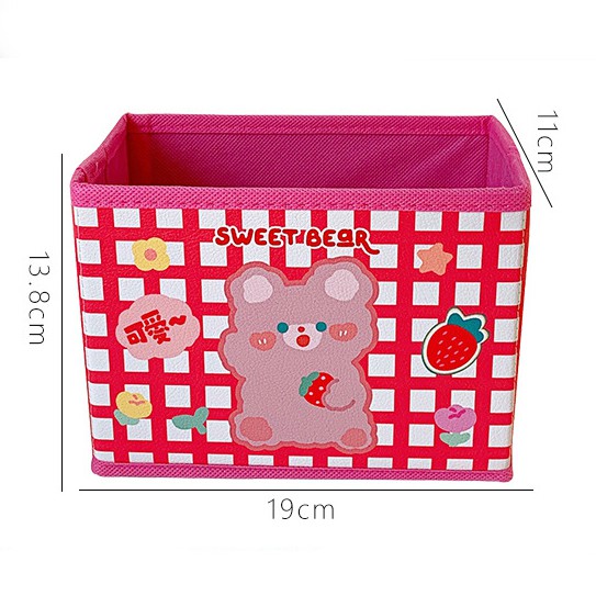 Rổ Hộp Da PU Để Bàn Gấp GọnSweet Bear Desk Box