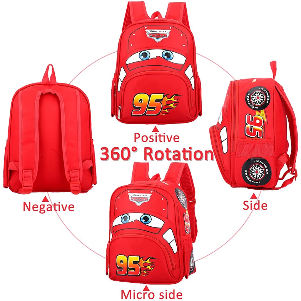 Ba Lô Đi Học Họa Tiết Hoạt Hình Disney Pixar Lightning McQueen 3D Cho Bé