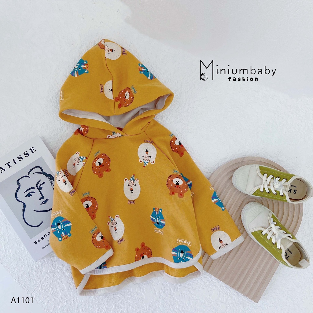 Áo Hoodie Ngộ Nghĩnh Cho Bé trai/gái miniumbabyfashion BÉ RỰC RỠ NGÀY ĐÔNG- A1101