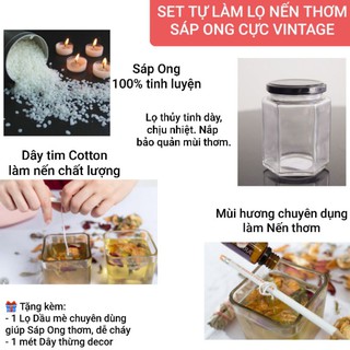 SET TỰ LÀM LỌ NẾN THƠM SÁP ONG CỰC VINTAGE
