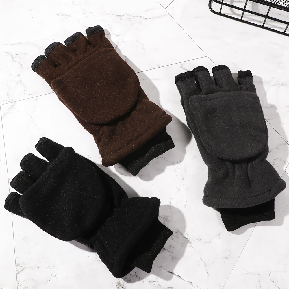 Găng tay thể thao hở ngón dày dặn ấm áp mùa đông có thể chạm được màn hình cảm ứng dành cho nam và nữ