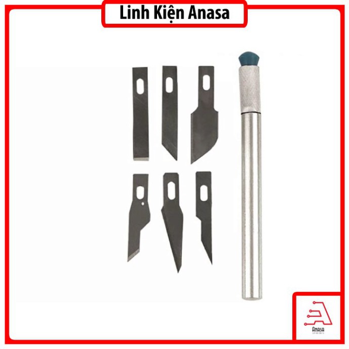 [Flash Sale] Dao Khắc Trổ Cán Bạc Kèm 6 Lưỡi Khắc Trổ cắt tỉa đa năng