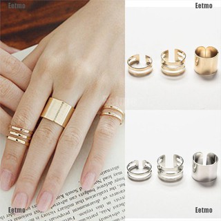 (Eetmo) New Charming 3Pcs/Set Fashion Top Of Finger Adjustable Open Ring Jewelry Gift