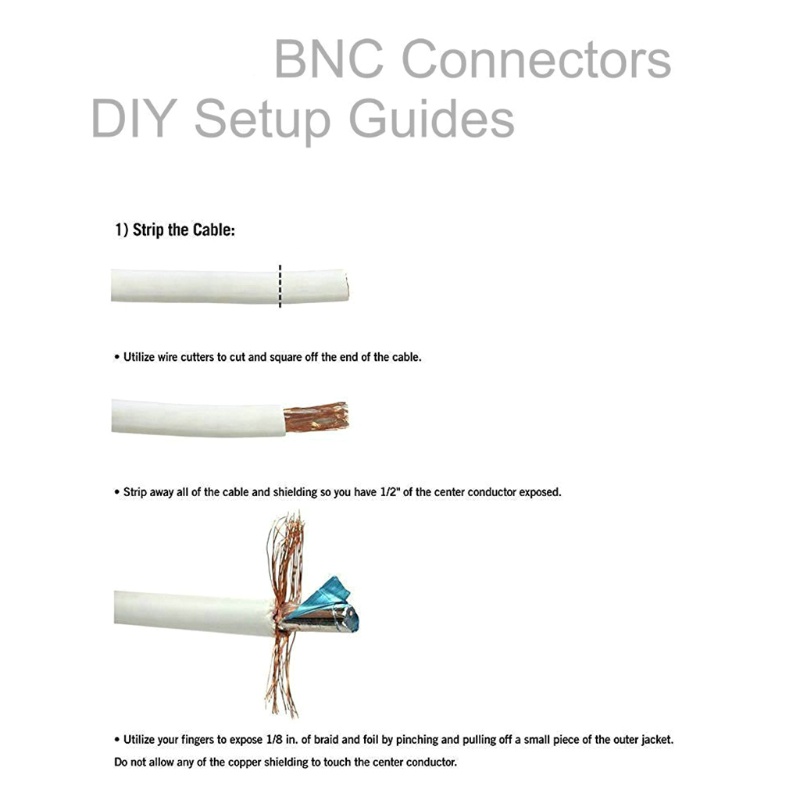 Bộ 2 Đầu Nối BNC Không Hàn Bằng Đồng Cho Camera
