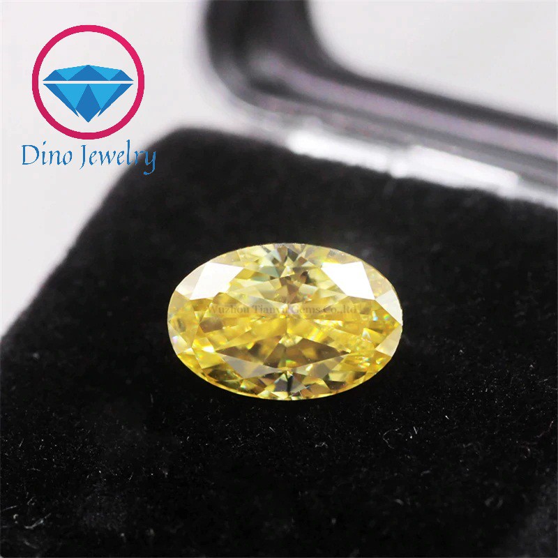 Kim cương nhân tạo cao cấp Moissanite Oval vàng vivid