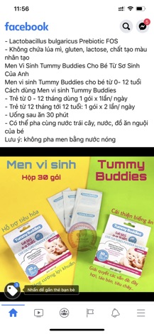 Men vi sinh Tummy Buddies 30g hàng chính hãng (mẫu mới nhất)