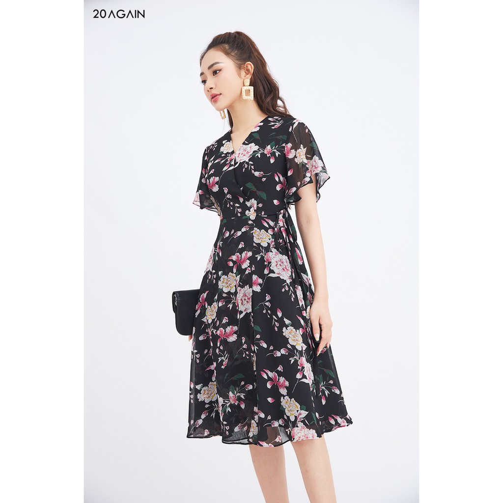 Đầm xòe tà bung thắt nơ eo 20AGAIN DEA1609 | BigBuy360 - bigbuy360.vn