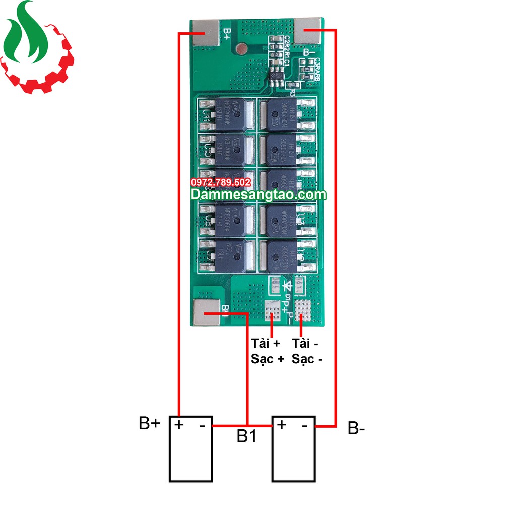 Mạch 2S 7.4V 25A BW bảo vệ pin Li-ion 3.7V