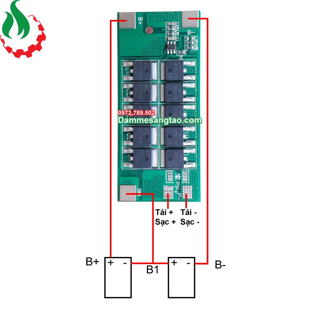 DMST Mạch 2S 7.4V 25A BW bảo vệ pin Li-ion 3.7V