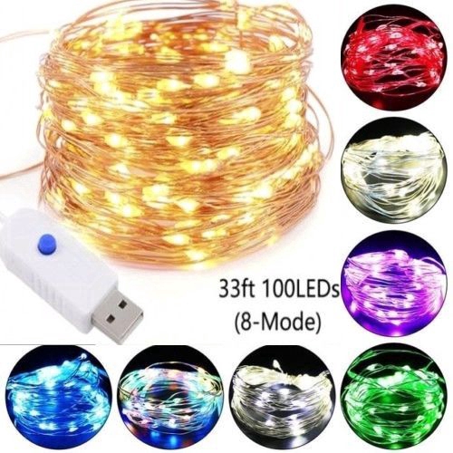 Dây đèn LED 100 bóng 8 chế độ chiếu sáng đẹp mắt