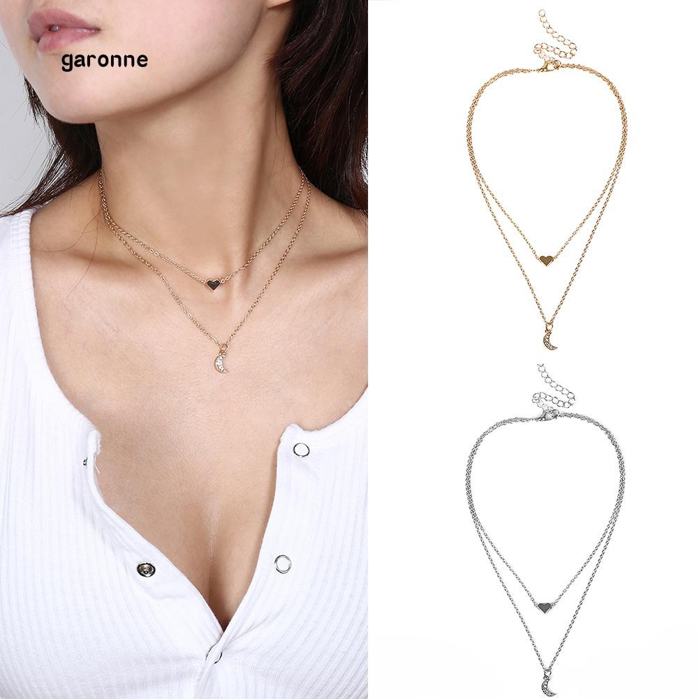 Dây chuyền 2 tầng mặt hình trái tim và ngôi sao độc đáo đẹp mắt cho nữ