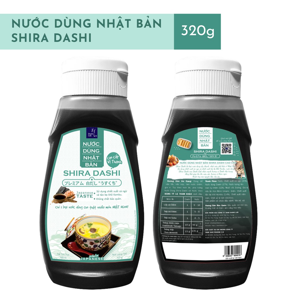 Nước Dùng Shira Dashi Nhật Bản Cao Cấp (Vị thanh) Dashi Lab 320g/chai