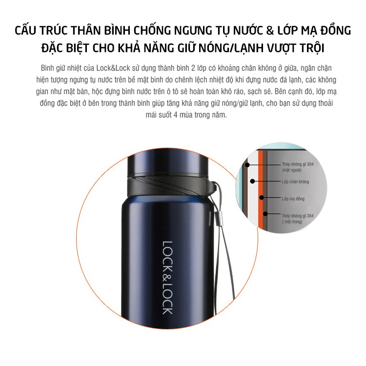 Bình giữ nhiệt lock and lock Free ship giữ nhiệt 24h, hàng chính hãng Lock&amp;Lock 1.5L, 800ml Lch 6180