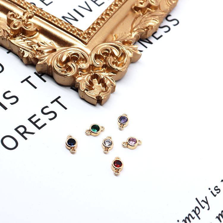 Mặt Dây Chuyền Thủ Công diy Bằng Đồng Mạ Vàng 18K Đính Đá Zircon Nhiều Màu Sắc