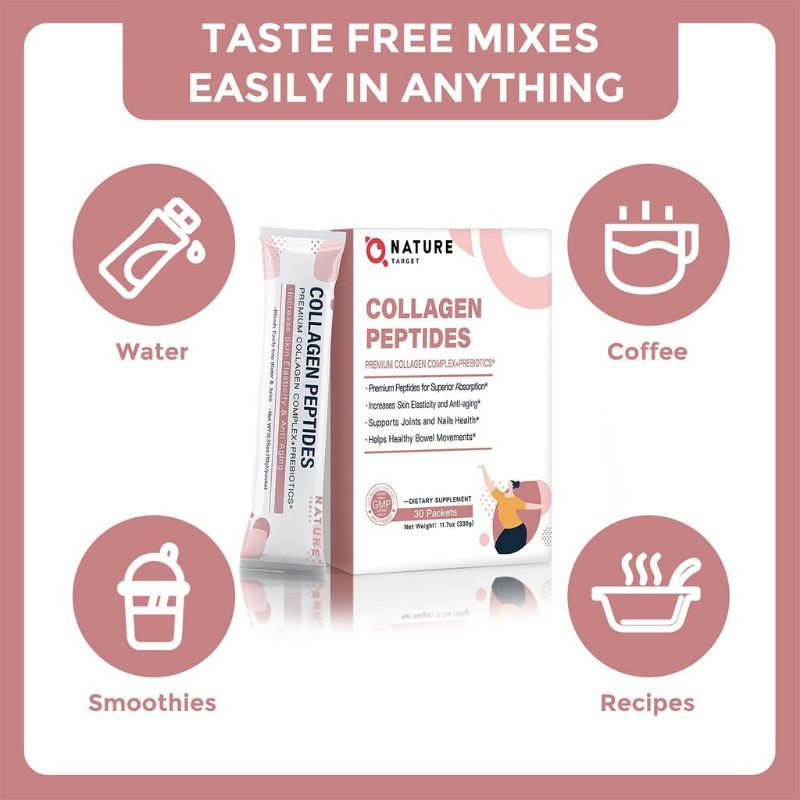 Bột Collagen Peptide Trẻ Hóa Trắng Da 3 In 1 Prebiotics Nature Target Marine collagen