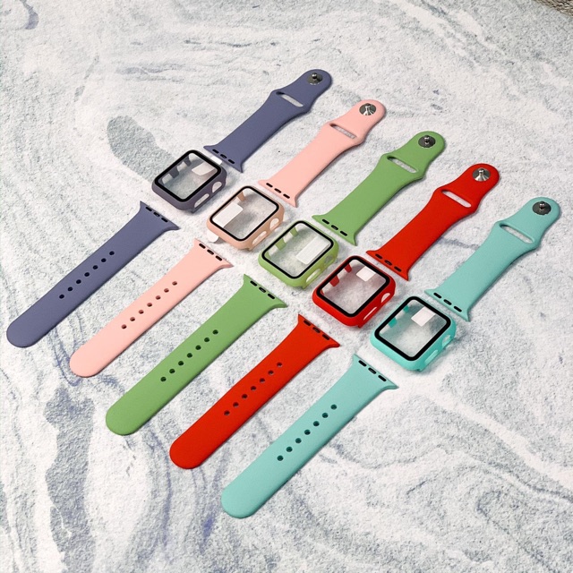 Combo Dây cao su + Ốp viền cường lực dành cho Apple Watch