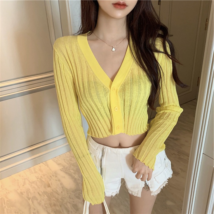 Áo cardigan nữ croptop len tay cadigan dài mỏng dệt kim Hàn Quốc Ulzzang K2C9 | BigBuy360 - bigbuy360.vn