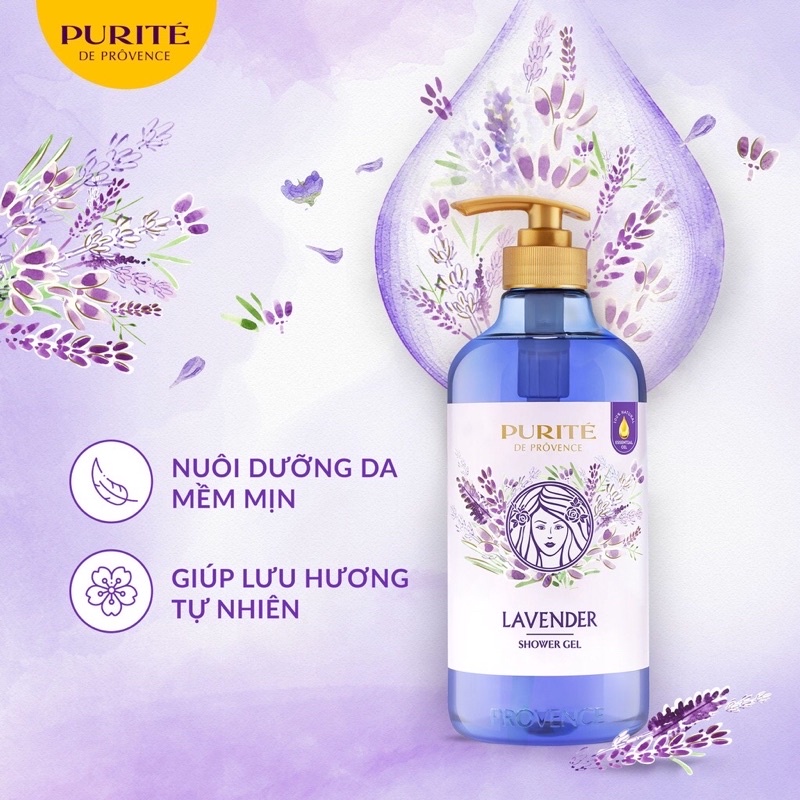 SỮA TẮM PHÁP PURITÉ HOA MẪU ĐƠN PEONY / LAVENDER CHAI 850ML