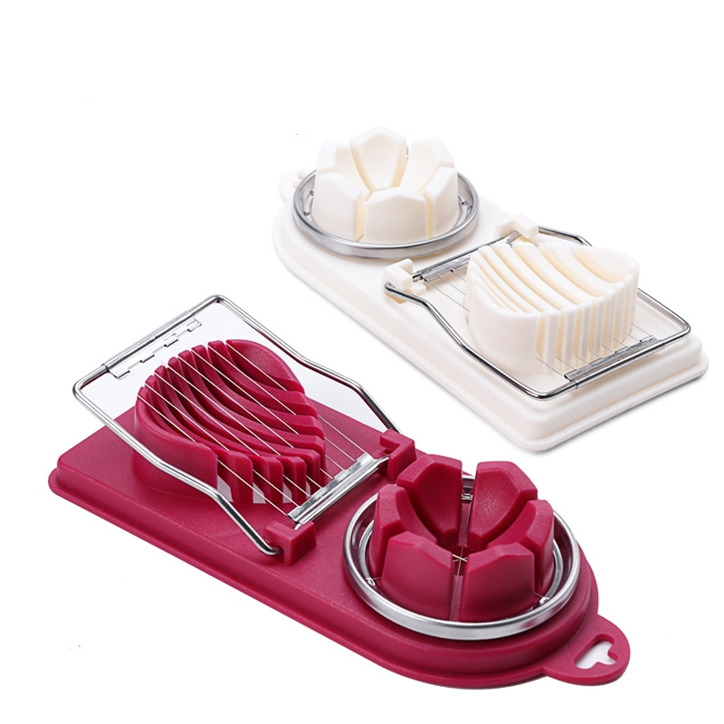 Dụng Cụ Cắt Trứng Luộc 2 Trong 1 Đa Năng Bằng Thép Không Gỉ