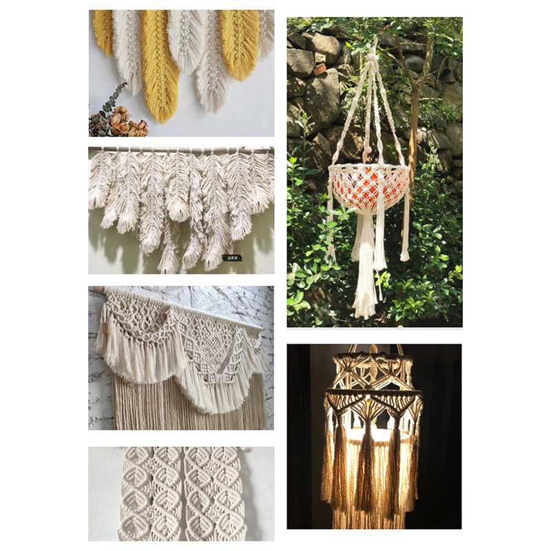 Cuộn Chỉ Cotton 3 mm x 260M Dùng Làm Đồ Thủ Công Treo Tường Trang Trí Phong Cách Boho